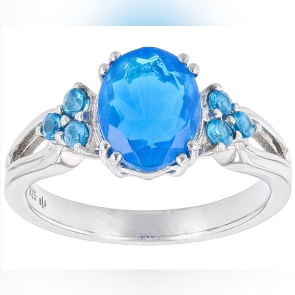Genuine Paraiba Blue Color Opal Ring in Sterling Silver Size 8! 💙 - Picture 1 of 9